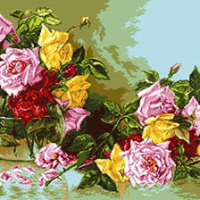 Оригинал схемы вышивки «розы в вазе» (№301569)