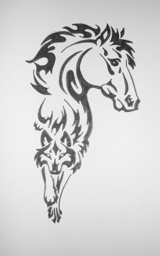 лошадь - контур - оригинал