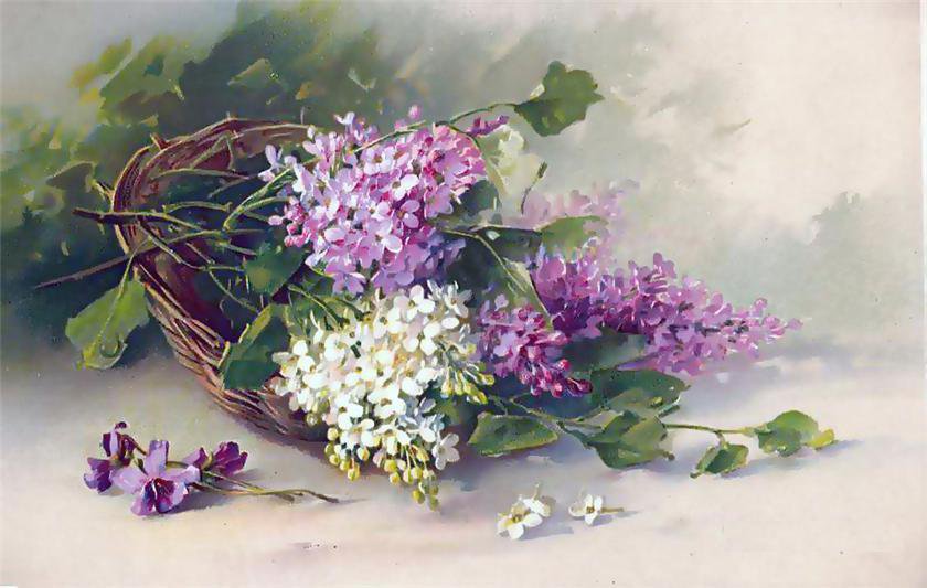 сирень - акварель, цветы, весна - оригинал