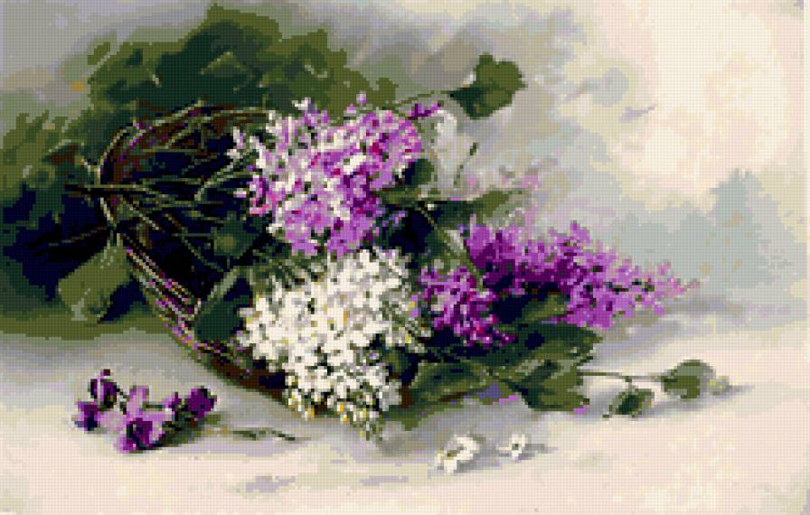 сирень - цветы, весна, акварель - предпросмотр