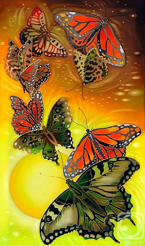 Полет бабочек - ночь, луна, бабочки - оригинал