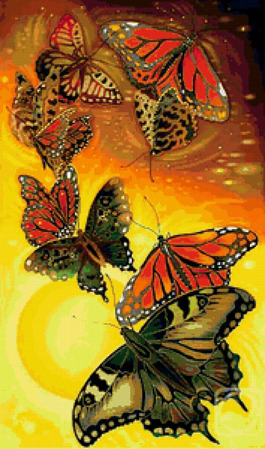 Полет бабочек - ночь, бабочки, луна - предпросмотр