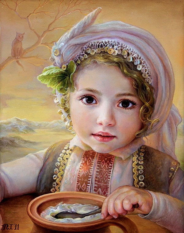 девочка - ложка, каша, девочка - оригинал