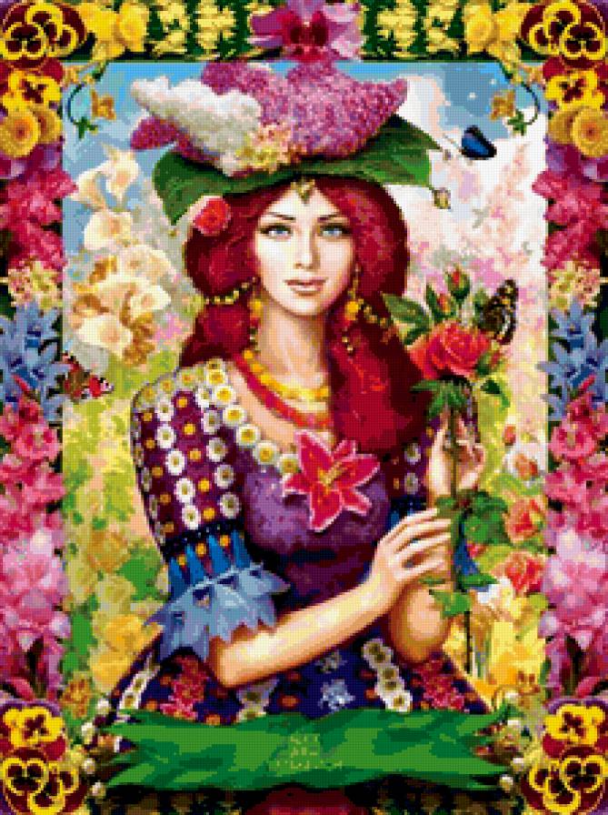 королева цветов - женщина, цветы, лбраз - предпросмотр