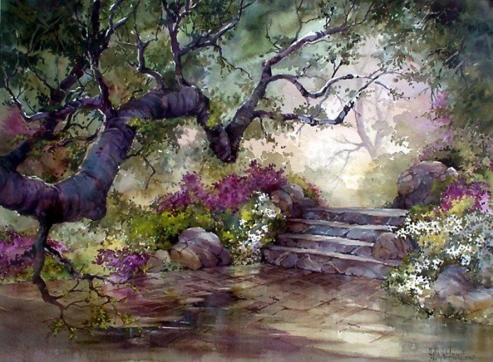 цветущий сад - цветы, сад, природа, лето, дерево - оригинал