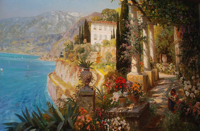 южный городок, море - картины - оригинал