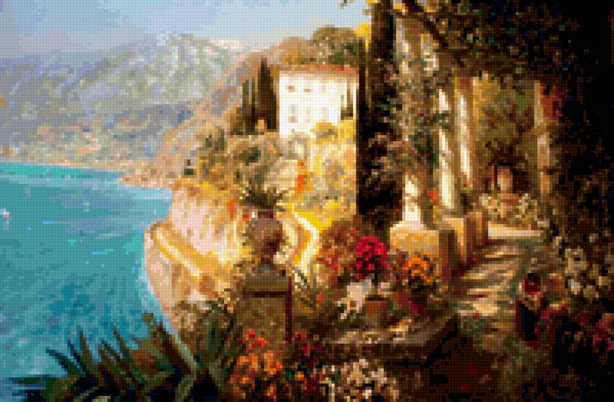 южный городок, море - картины - предпросмотр