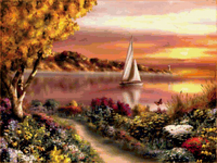 море, парус, цветы - фентези - предпросмотр