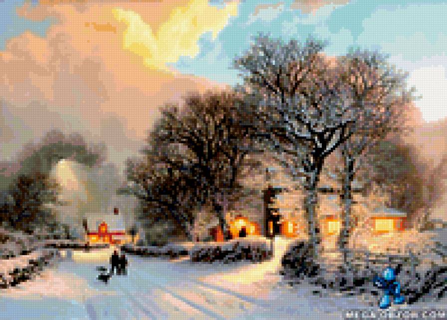 вечер, зима, прогулка - картины - предпросмотр