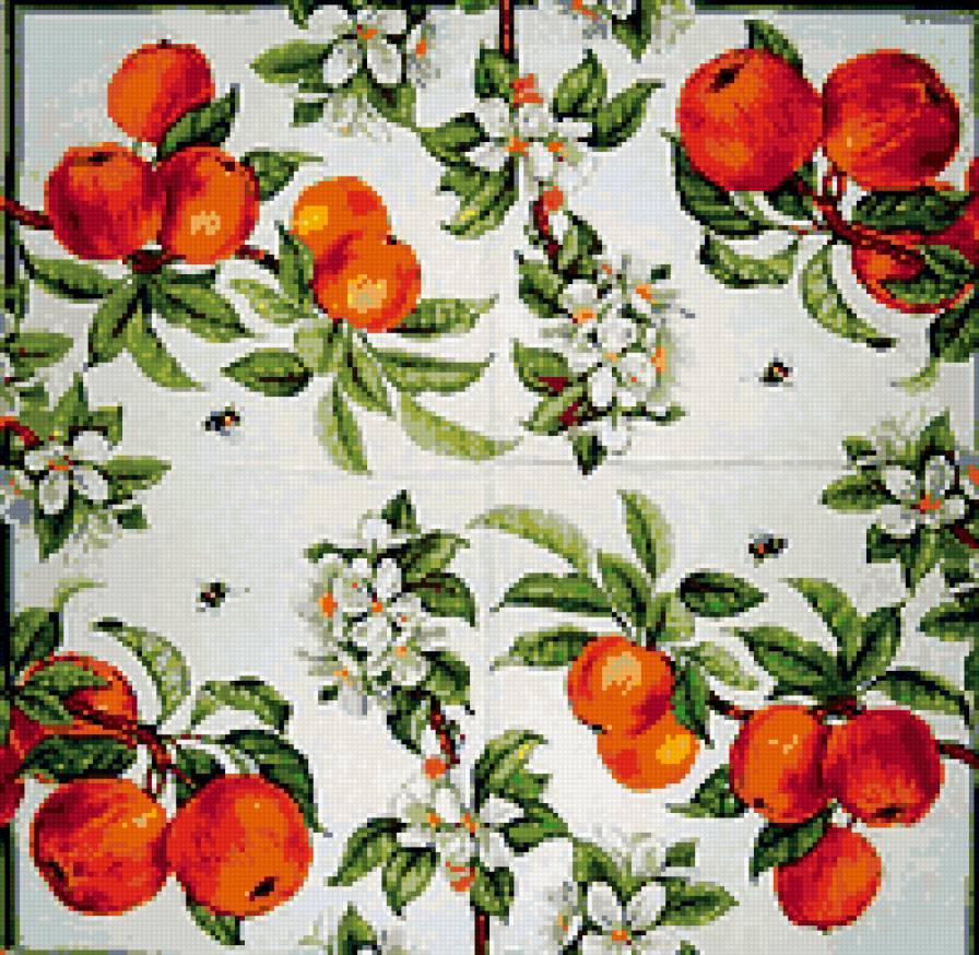 подушка - яблоки, цветы - предпросмотр