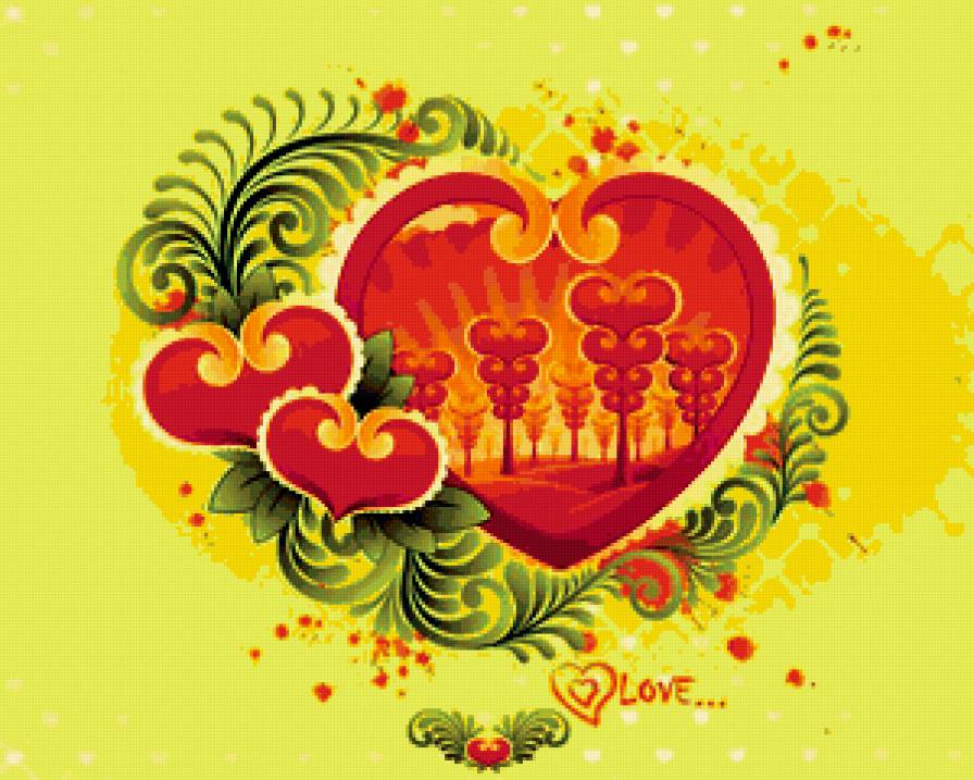 подушка "love" - узор, любовь, сердце, цветы, подушка - предпросмотр