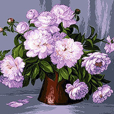 Схема вышивки «пионы в вазе»