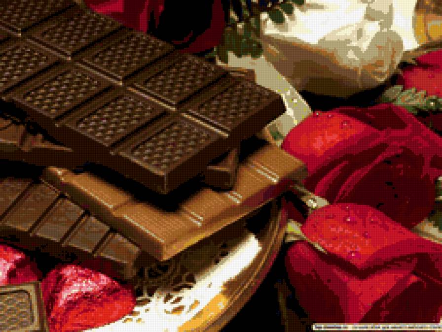 шоколад - шоколад, розы, конфеты, панно, цветы - предпросмотр