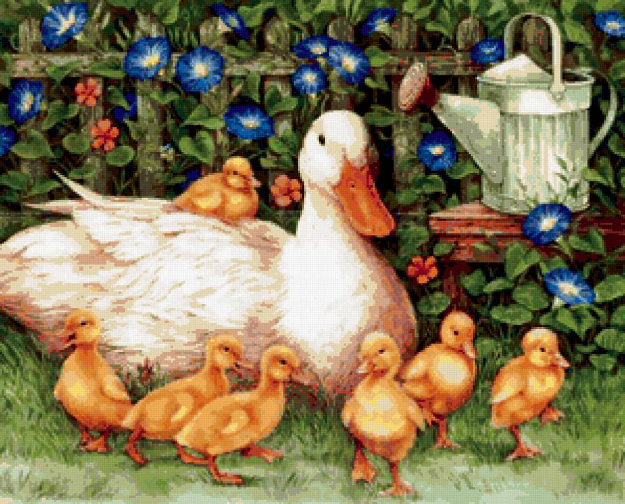 А где седьмой? - гуси, дворик, гусята - предпросмотр