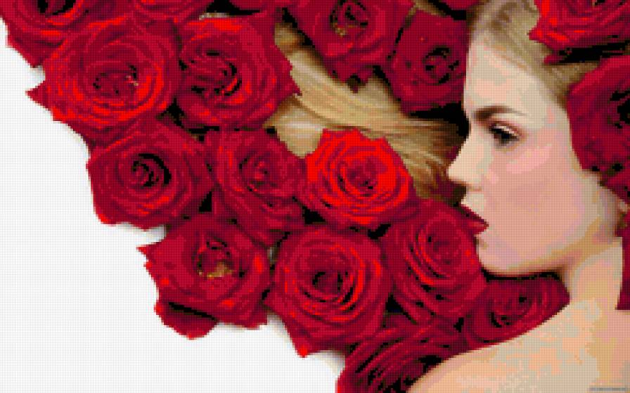 Цветочная фантазия - розы, цветы, девушка - предпросмотр