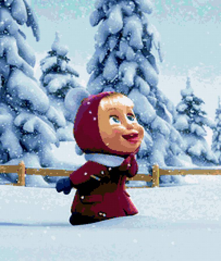 Маша и медведь. Зима. - маша и медведь, детское, портрет, мультфильм, зима - предпросмотр