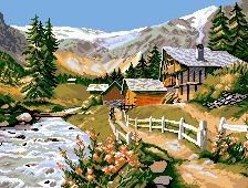 Схема вышивки «весна в горах»