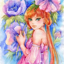 Схема вышивки «Девочка в цветах»