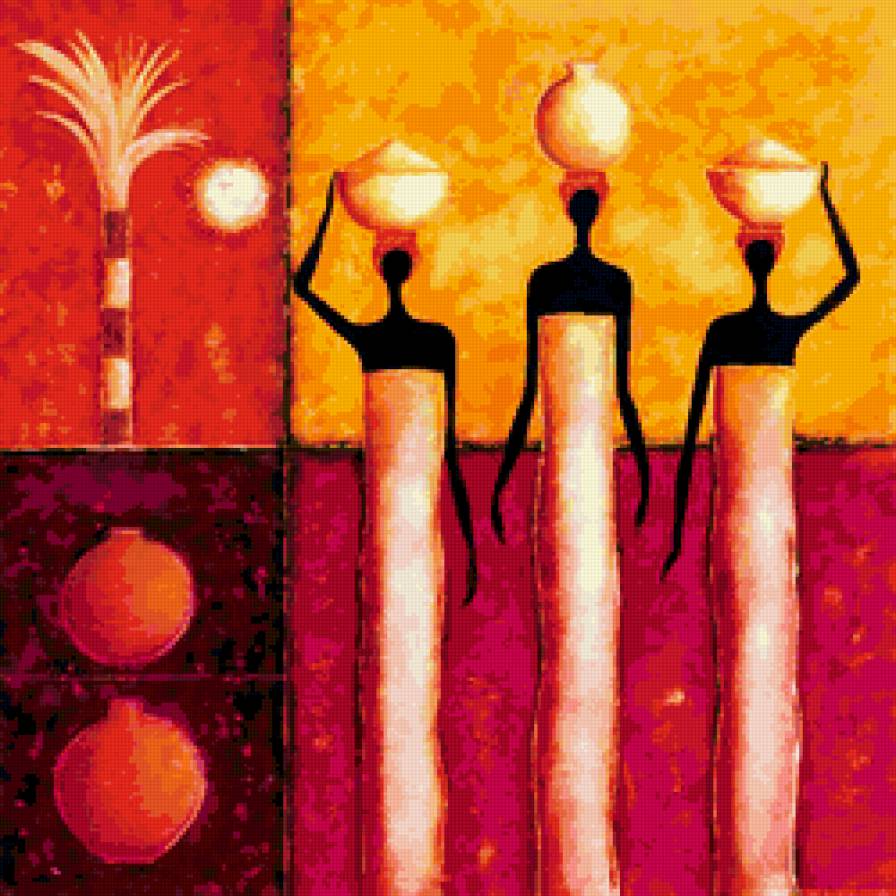 африканки с кувшинами на голове - африканские женщины, кувшины, негритянки, яркие африканки, этнич - предпросмотр