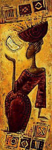 африканка с луной на ладошке - луна, негритянка, этнический мотив, африканка, этника - оригинал