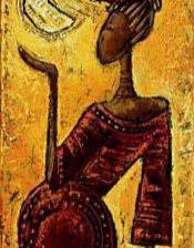Оригинал схемы вышивки «африканка с луной на ладошке» (№304685)