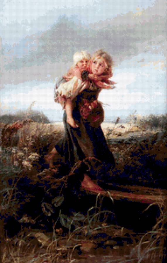 дети бегущие от грозы - картины - предпросмотр