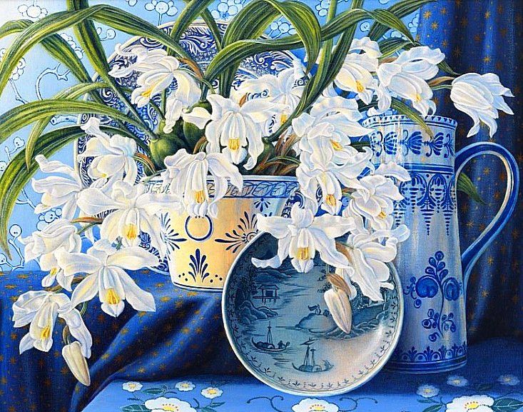 Прекрасные орхидеи - цветы, вазы, орхидеи, керамика - оригинал