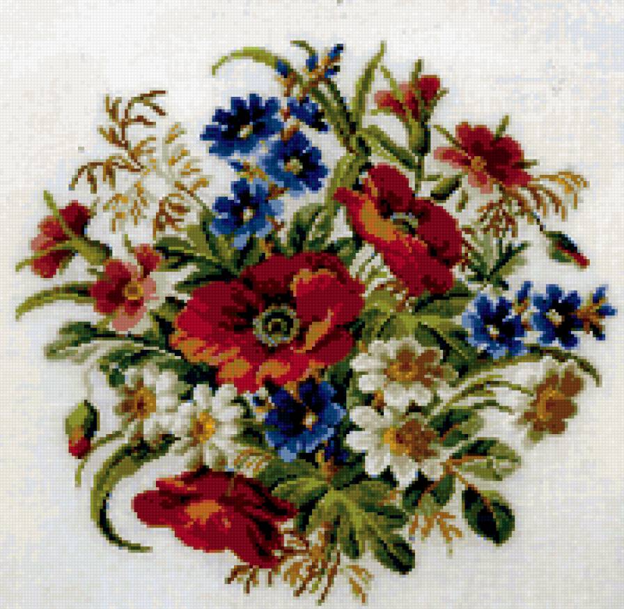 Полевой букет - цветы, маки, ромашки, васильки, букет - предпросмотр