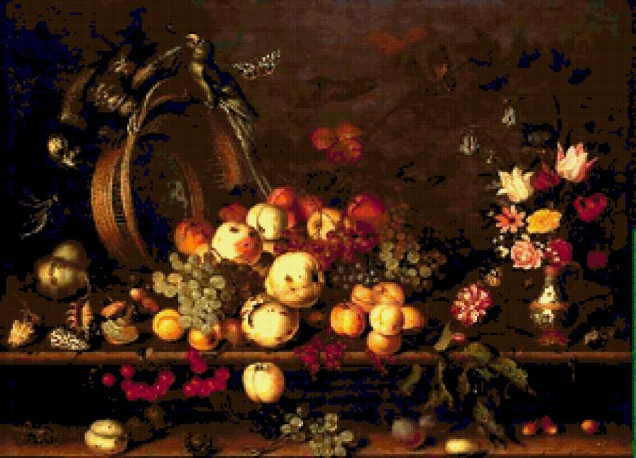 №305528 - цветы, натюрморт, фрукты. - предпросмотр