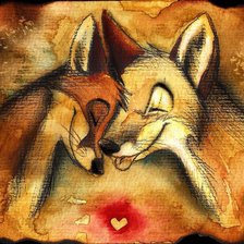 Оригинал схемы вышивки «лиса и волк» (№305847)