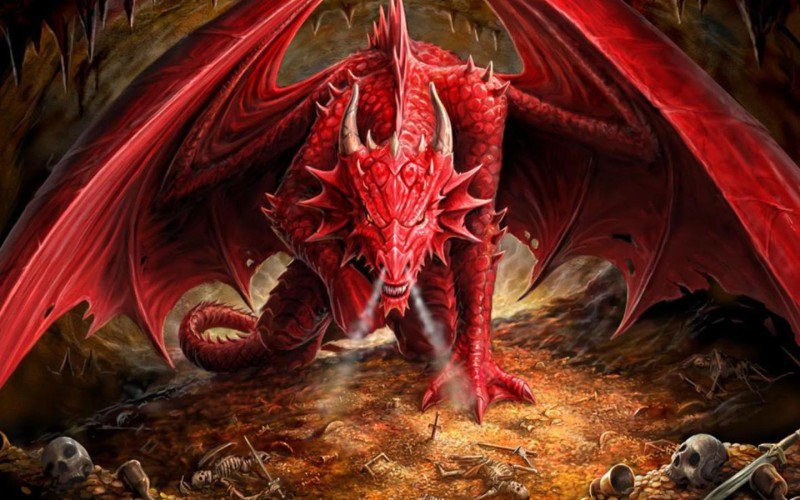 Красный дракон - драконы, фэнтези - оригинал