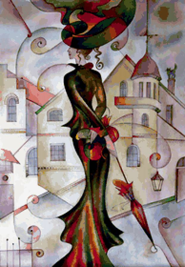 дама с зонтиком - картина - предпросмотр