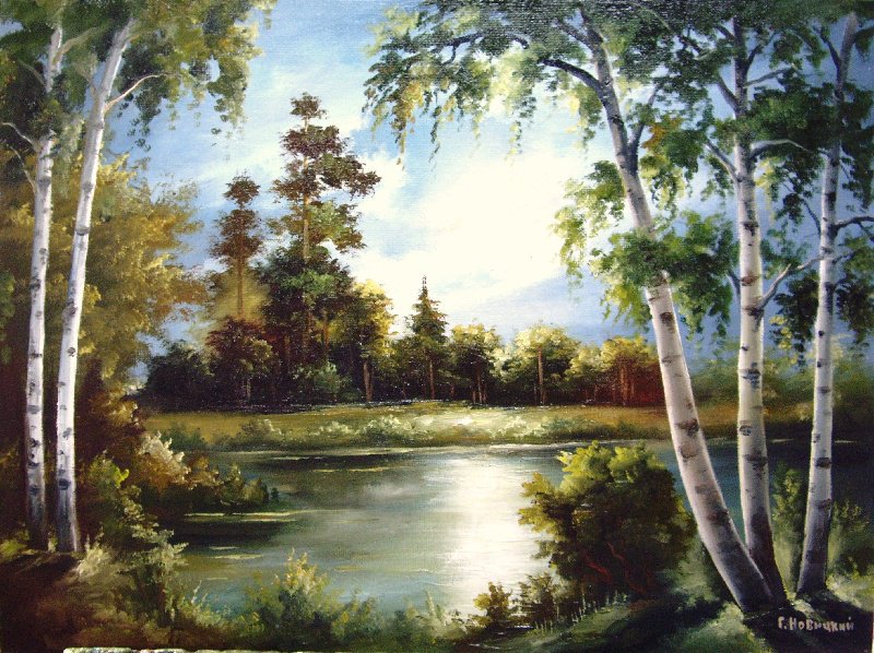 У реки - лето, пейзаж, природа, река - оригинал