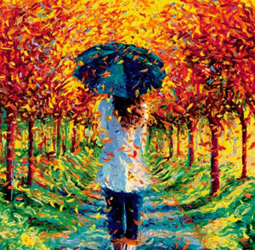 iris scott - осень, iris scott, лес, девушка, листья, парк, зонт - предпросмотр