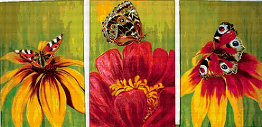 бабочки (триптих) - картина - предпросмотр