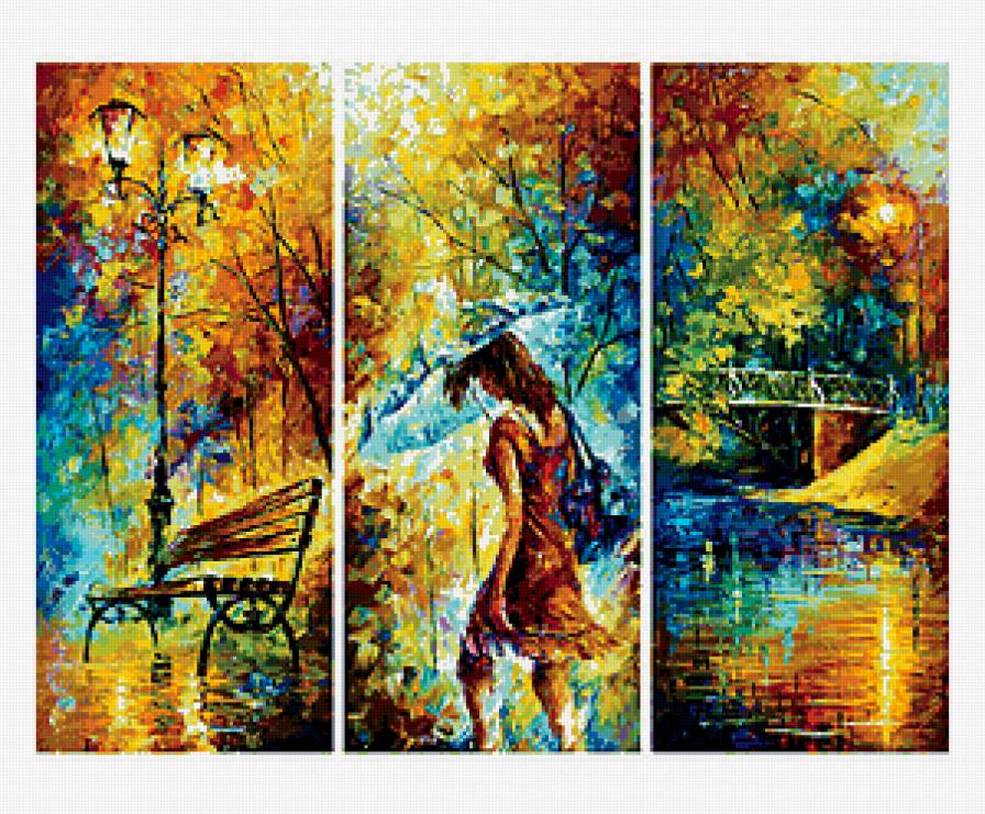 мелодия дождя (триптих) - картина - предпросмотр