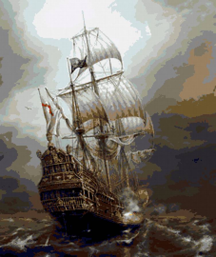 Парусник - парусник, шторм - предпросмотр