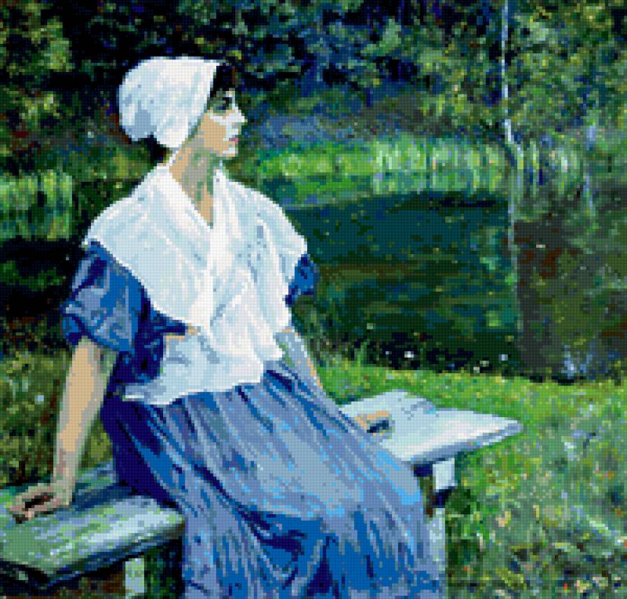 девушка у пруда - предпросмотр