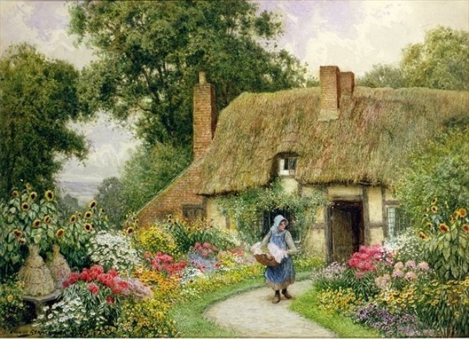 Шотландская пастораль 7 - сельский пейзаж, природа, а.к стречен, домики - оригинал