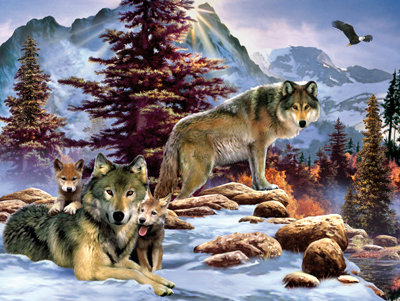 семья волков - животные - оригинал