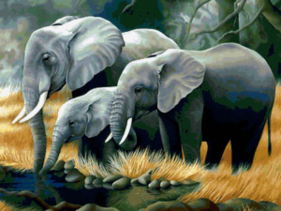 слоны - картина - предпросмотр