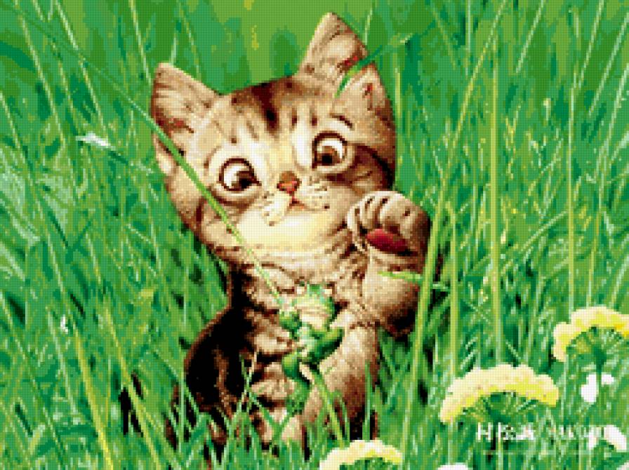 котик-котофей 3 - кот, трава, лягушка - предпросмотр