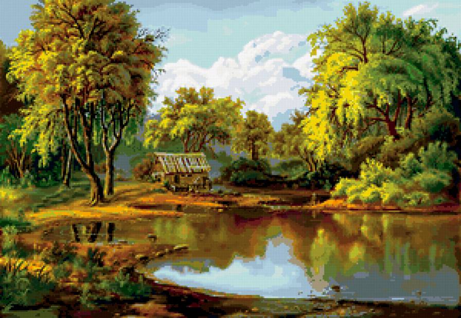 лесное озеро - пейзаж - предпросмотр