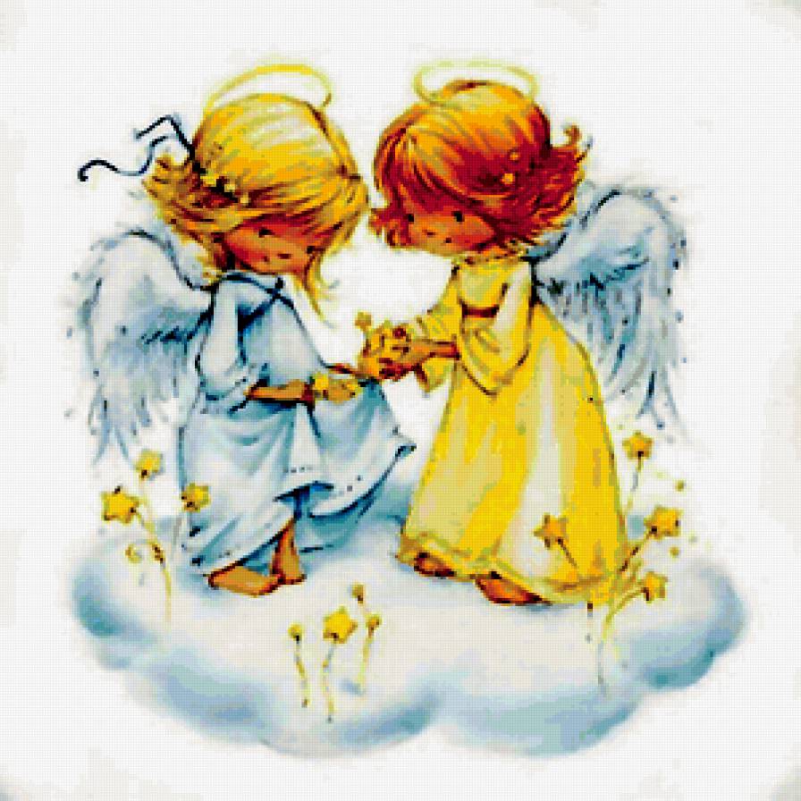 Два ангела - небо, ангел, детское - предпросмотр