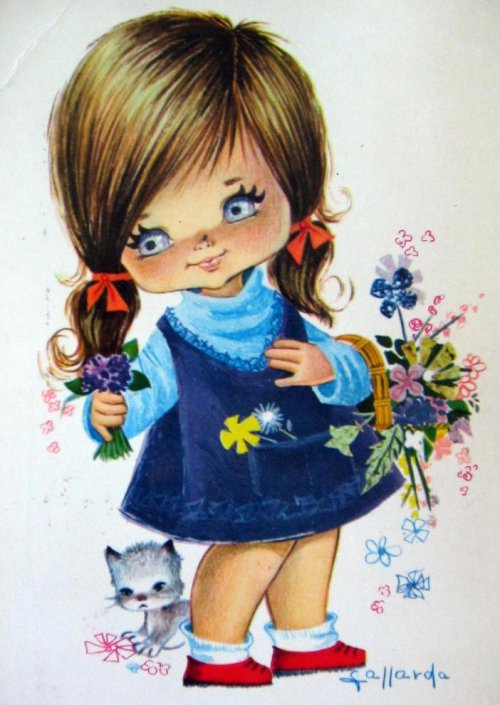 открытка2 - винтаж, люди, девочка - оригинал