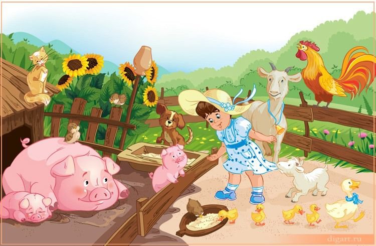 днем в деревне - хрюша, девочка, деревня - оригинал