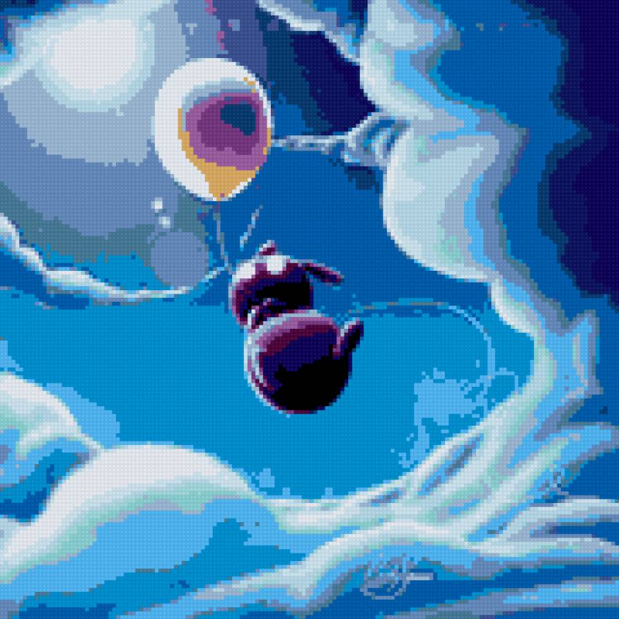 На воздушном шарике. - зайчик, юмор, подушка - предпросмотр