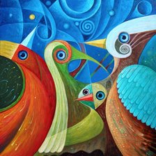 Схема вышивки «Серия: Яркая подушка. ПтичкИ!»