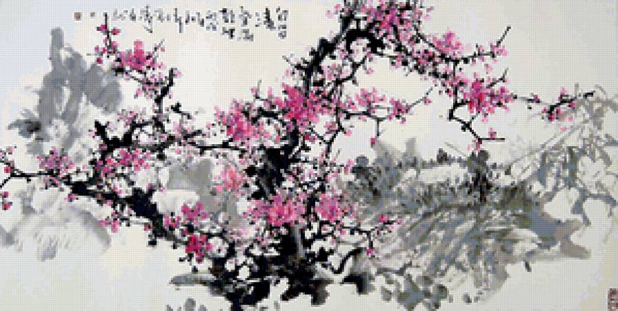 сакура - китайская живопись - предпросмотр