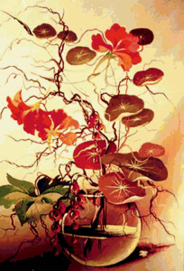 настурция - цветы, икебана, настурция, букет, натюрморт - предпросмотр